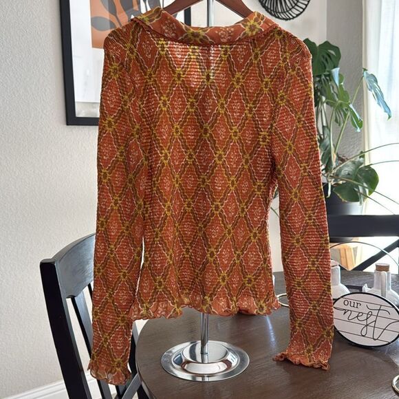 NWOT Free People Caught a Feeling Button Down Long Sleeves S Slim Fit Smocked - Picture 13 of 15